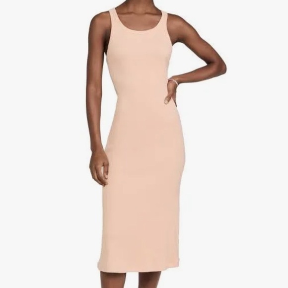 AMO Peach Cotton Ribbed Sleeveless Dress - Picture 1 of 5